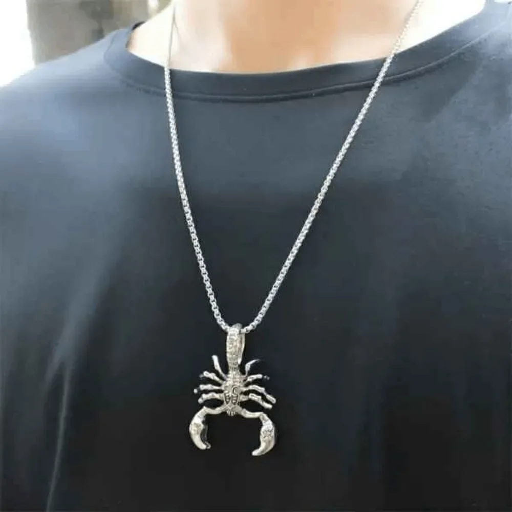 Stainless Steel Scorpion Pendant Necklace & Bracelet Set